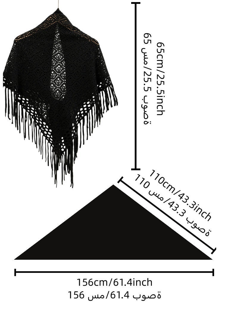 Women Knit Shawl with Tassel Fashion Clothes Essential Scarf for Evening Party - Image 4